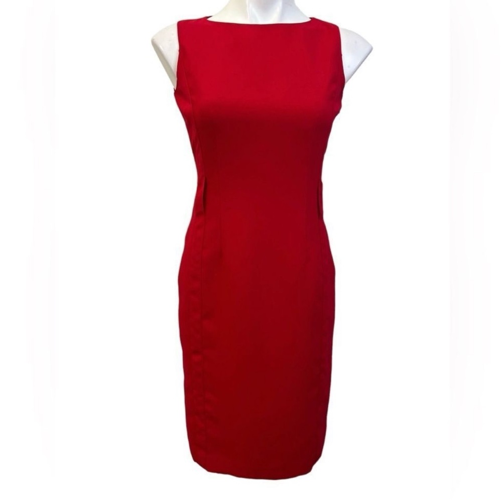 Stunning red Calvin Klein dress size 4 sleeveless sheath office career church